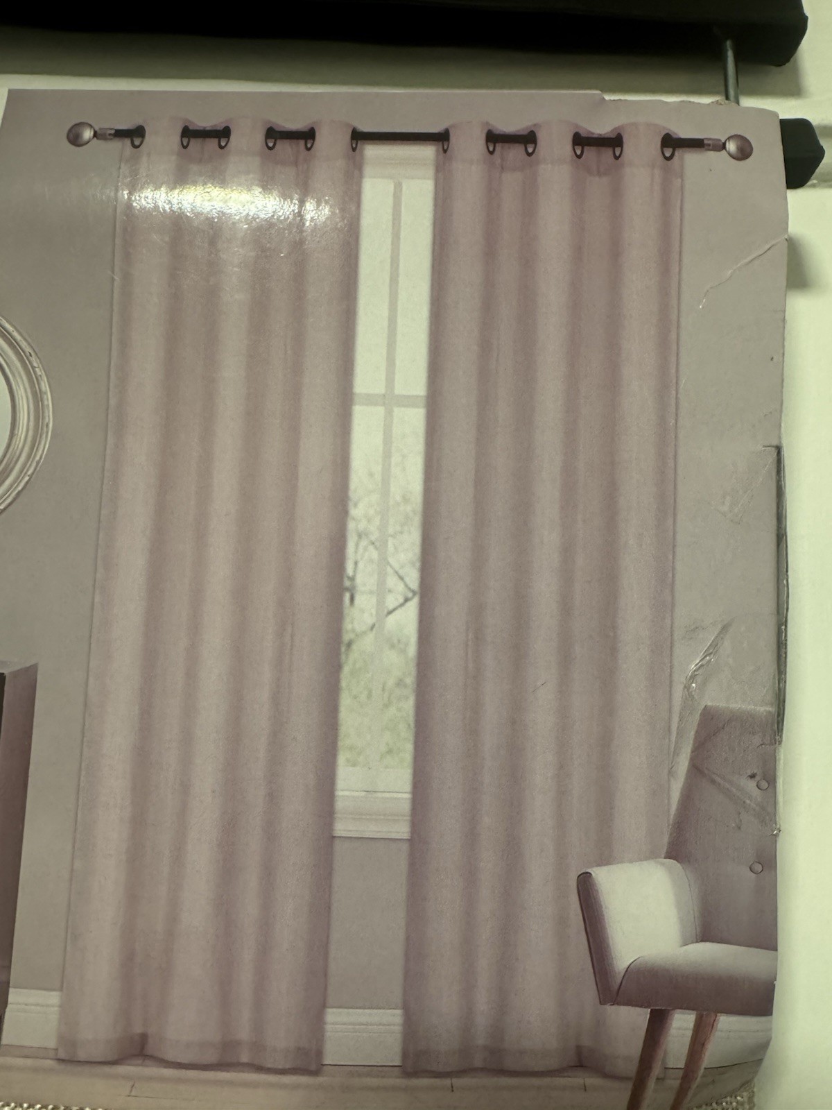 Two Línen Curtains With Grommets Light Pink 37 In X 84in