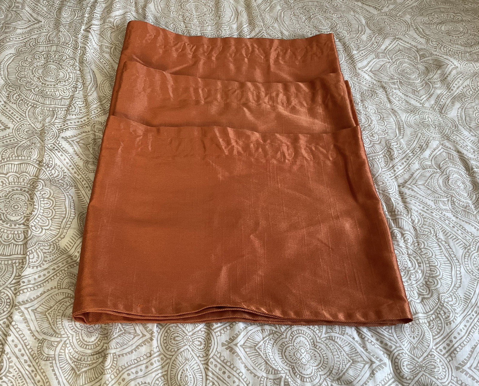 3 Orange (Brick color) Valance Window Curtain Topper 14” W x 70”L