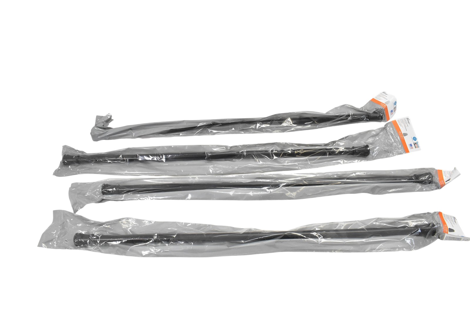 4pk Kenney Spring Tension Curtain Rod 28-48in Black 5/8in Twist & Fit KNM634US