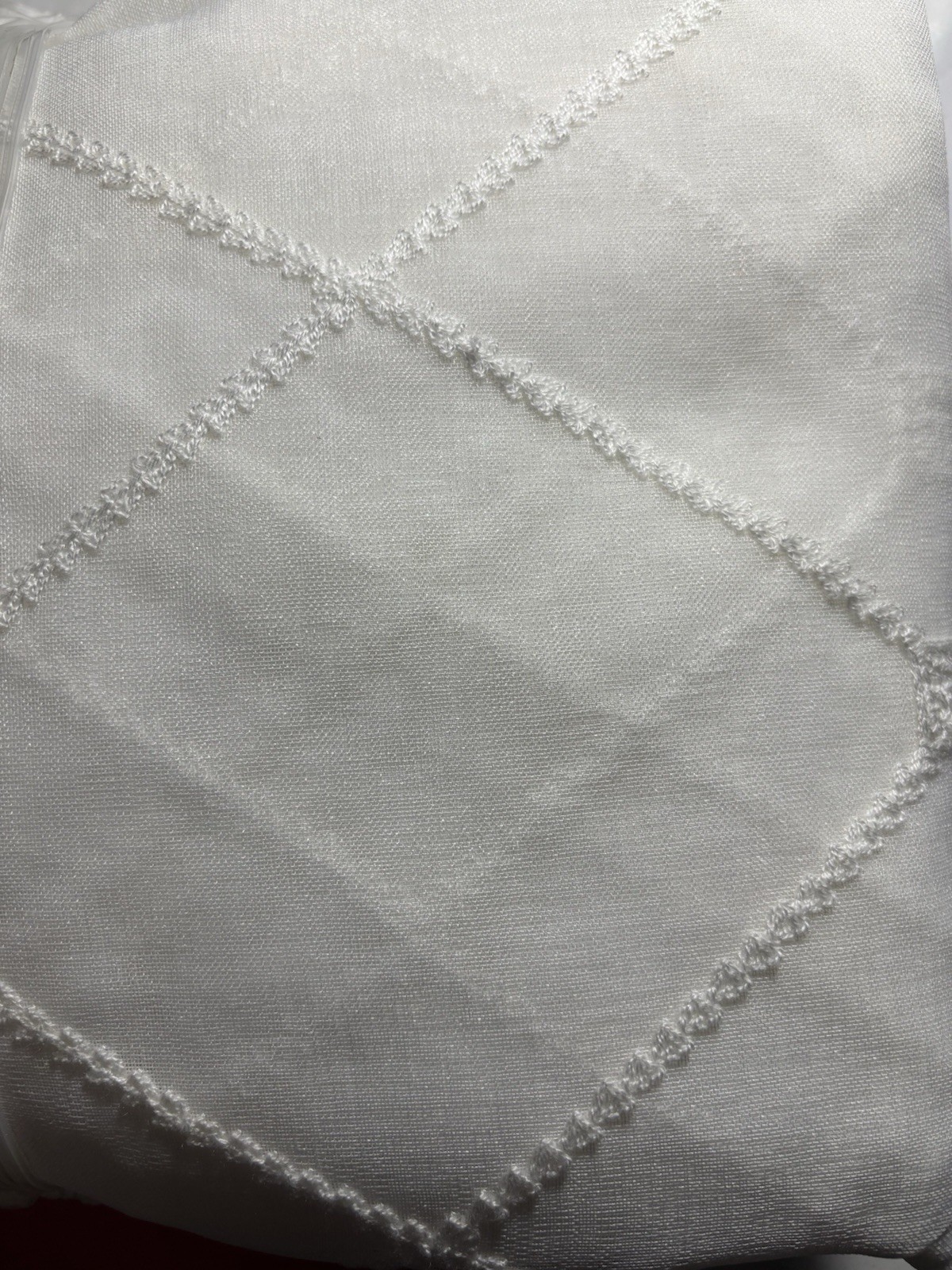 Set Of 2 Embroidered White Sheer Curtain Panels 54”x84” Each Unused