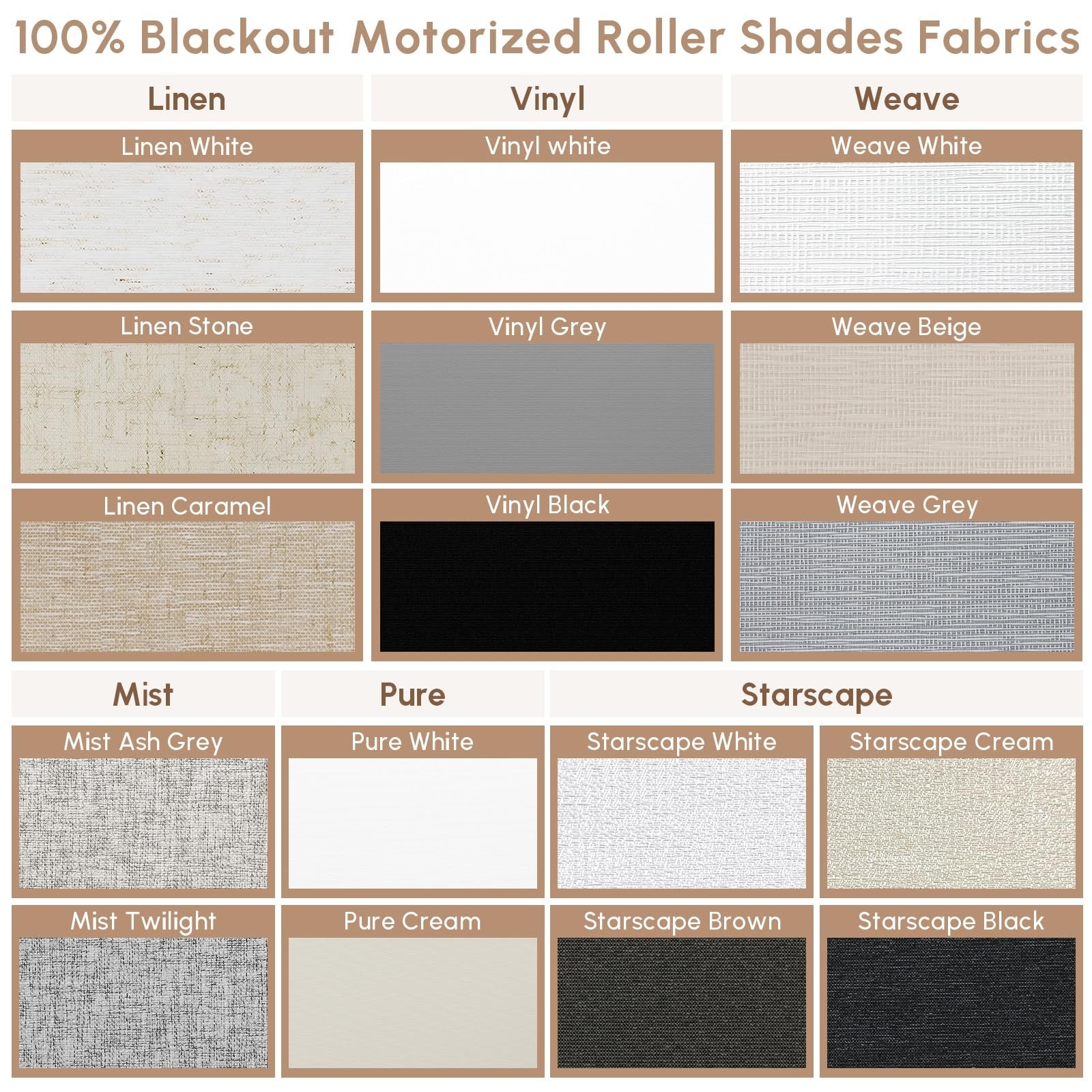 No Drill Motorized Blinds with Remote, 100% Blackout Roller Shades for Window…