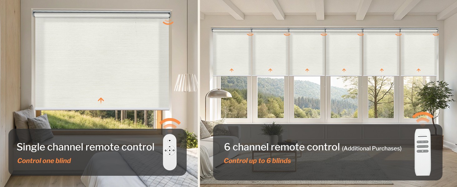 Motorized Blinds with Remote APP Control Light Filtering Roller Shades for
