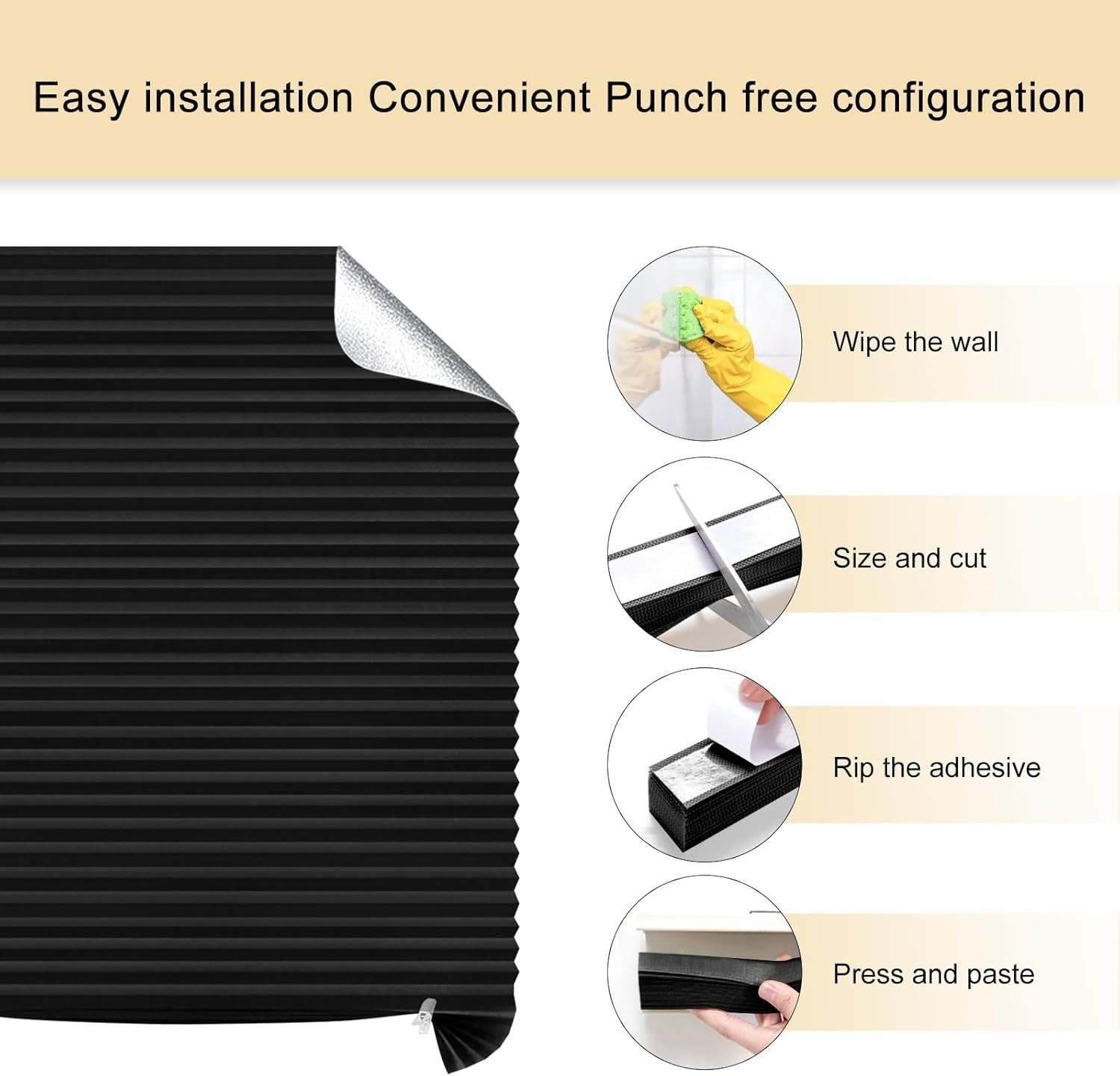 Window Blinds Cordless Blackout No Drill Cut to Size Clip On Stick On Self Ad…