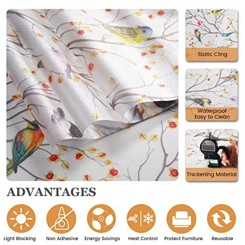 Window Privacy Cling Film with Installation Tools, Stained Glass Opaque Non