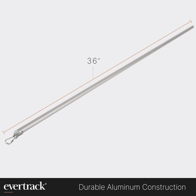 Curtain Wand – Aluminum Curtain and Drapery Pull Rod with Stainless Steel Har…