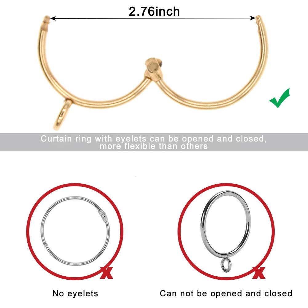 Open Curtain Rings with Eyelet – 20 Pack 1.5 Inch Openable Metal Drapery Ring…