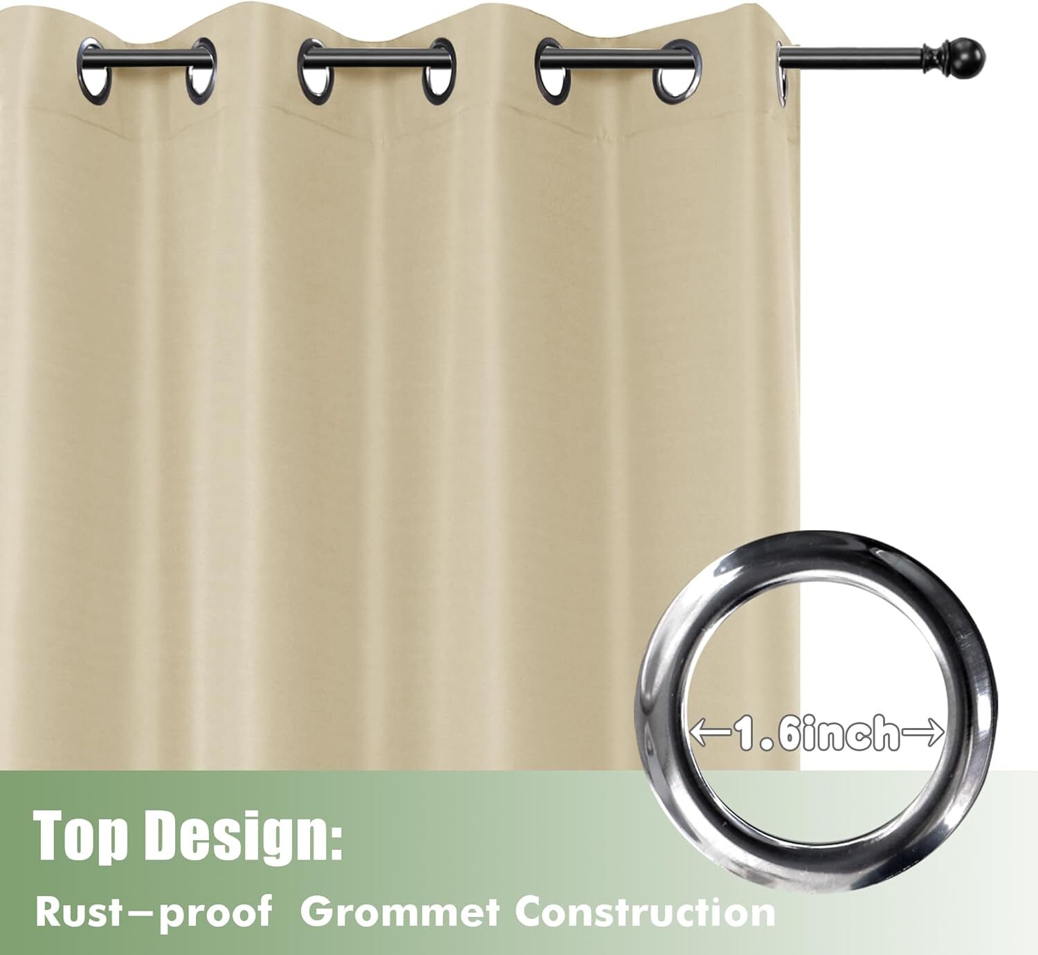 6 Panels Outdoor Waterproof Curtains 54×84″ – UV Block for Patio & Porch