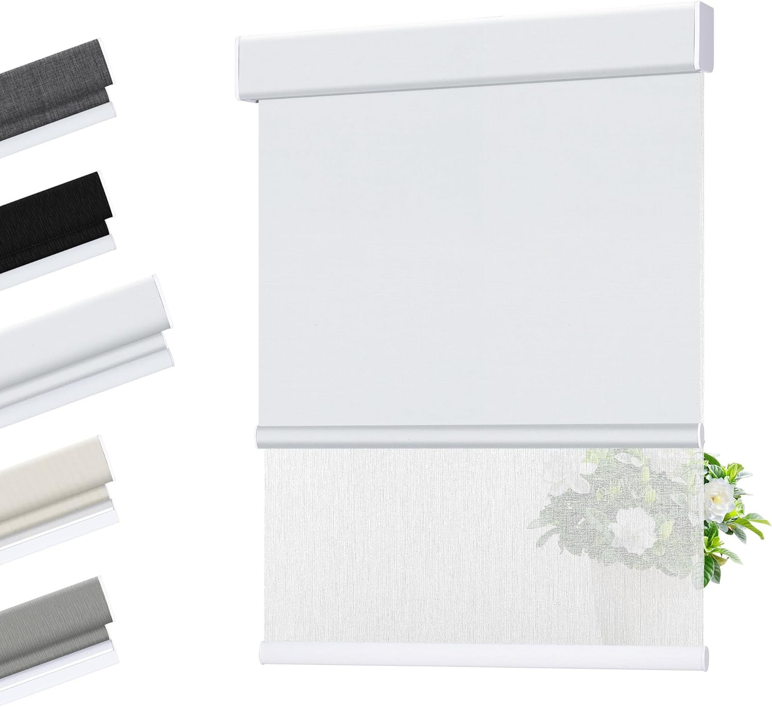 Cordless Dual Roller Shades, Blackout & Light Filtering, 24″ W X 72″ H