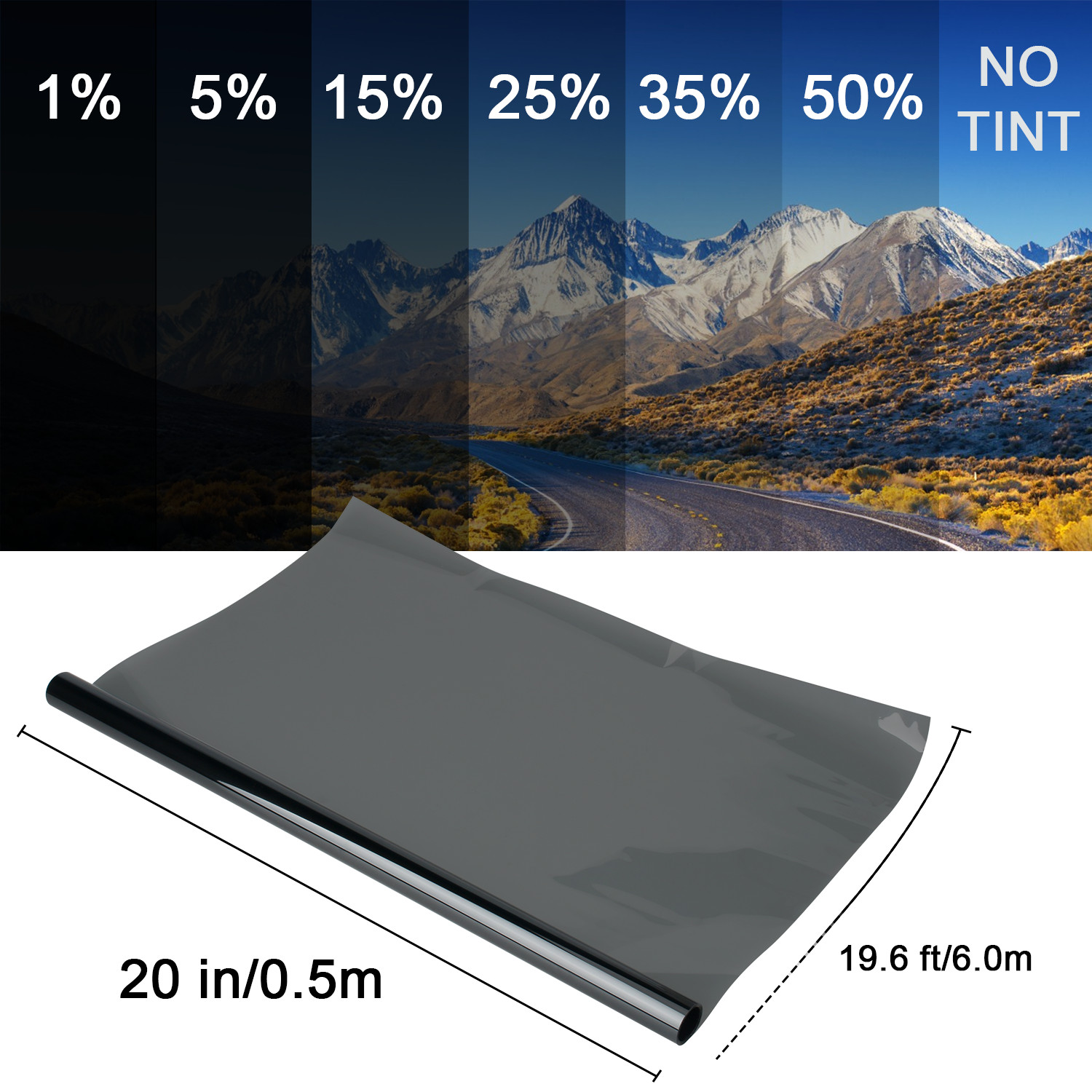 Window Tint Film for Cars 35% VLT, 0.5X3M, Sun&Glare Protection UV Heat Blocking