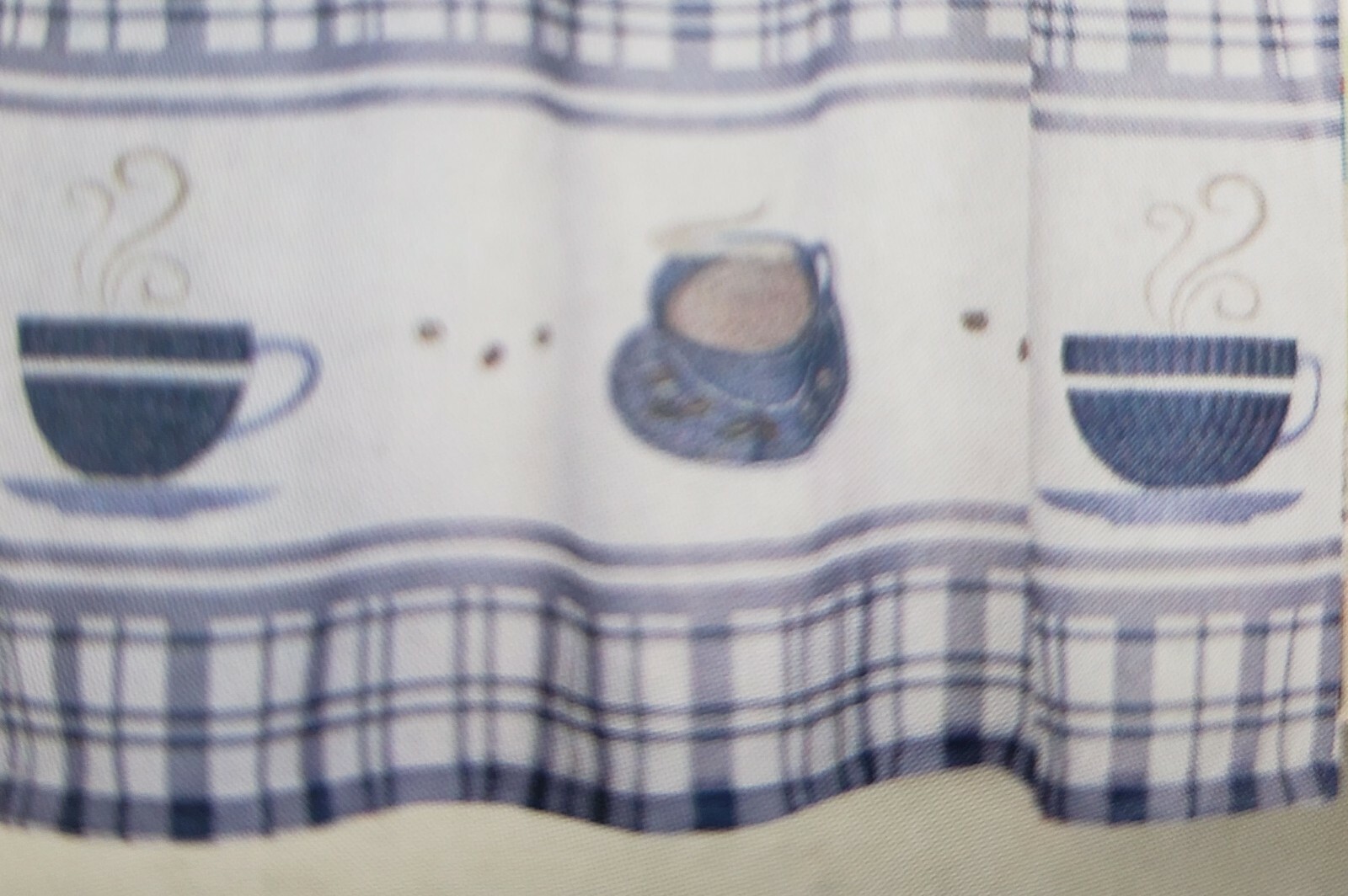 Embroidered Kitchen Window Curtains Set:2 Tiers & Valance(56×15″) COFFEE CUPS,RH