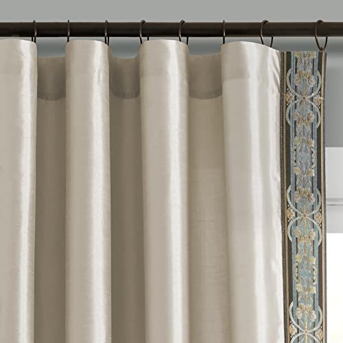 Luxury Traditional Regency Faux 52″W x 84″L (Pack of 1) Neutral & Dusty Blue