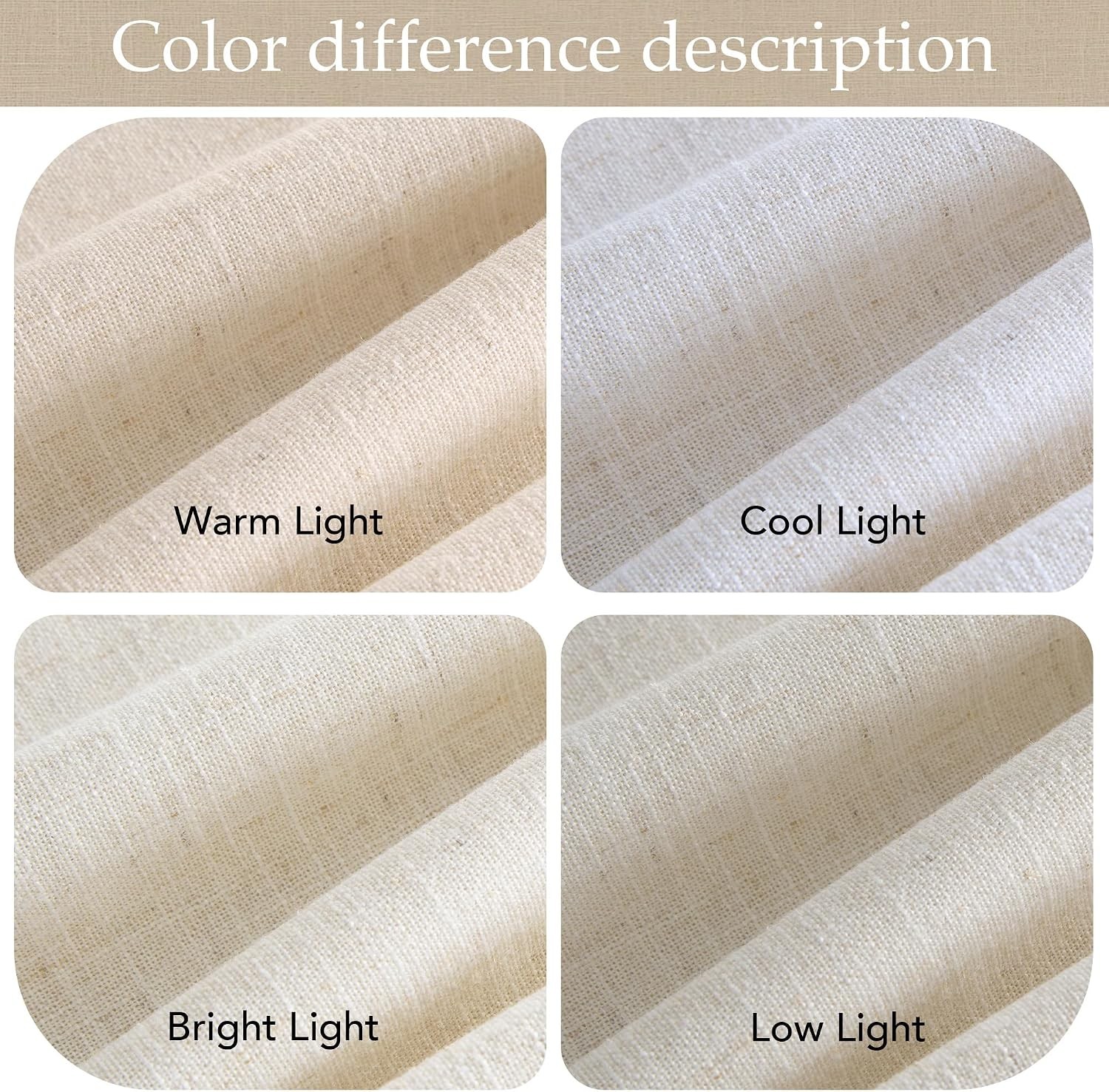 Linen Curtains 108 inch Long 2 Panels Set for Living Room/Bedroom, 55″ Wide