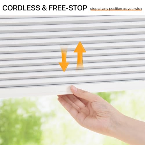 Cordless Cellular Blinds, No Drill Blackout 38″ W x 72″ H Blackout-white