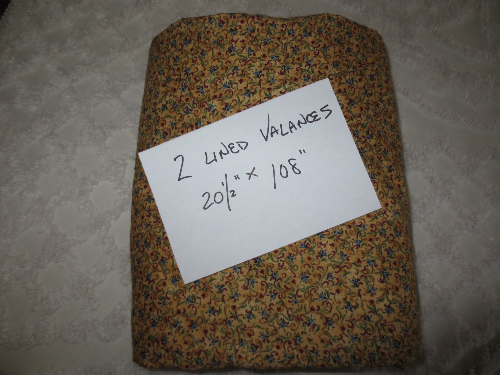 2 Handmade LINED Coordinating JIM SHORE COTTON VALANCES w/Box Top – 20.5″ x 108″
