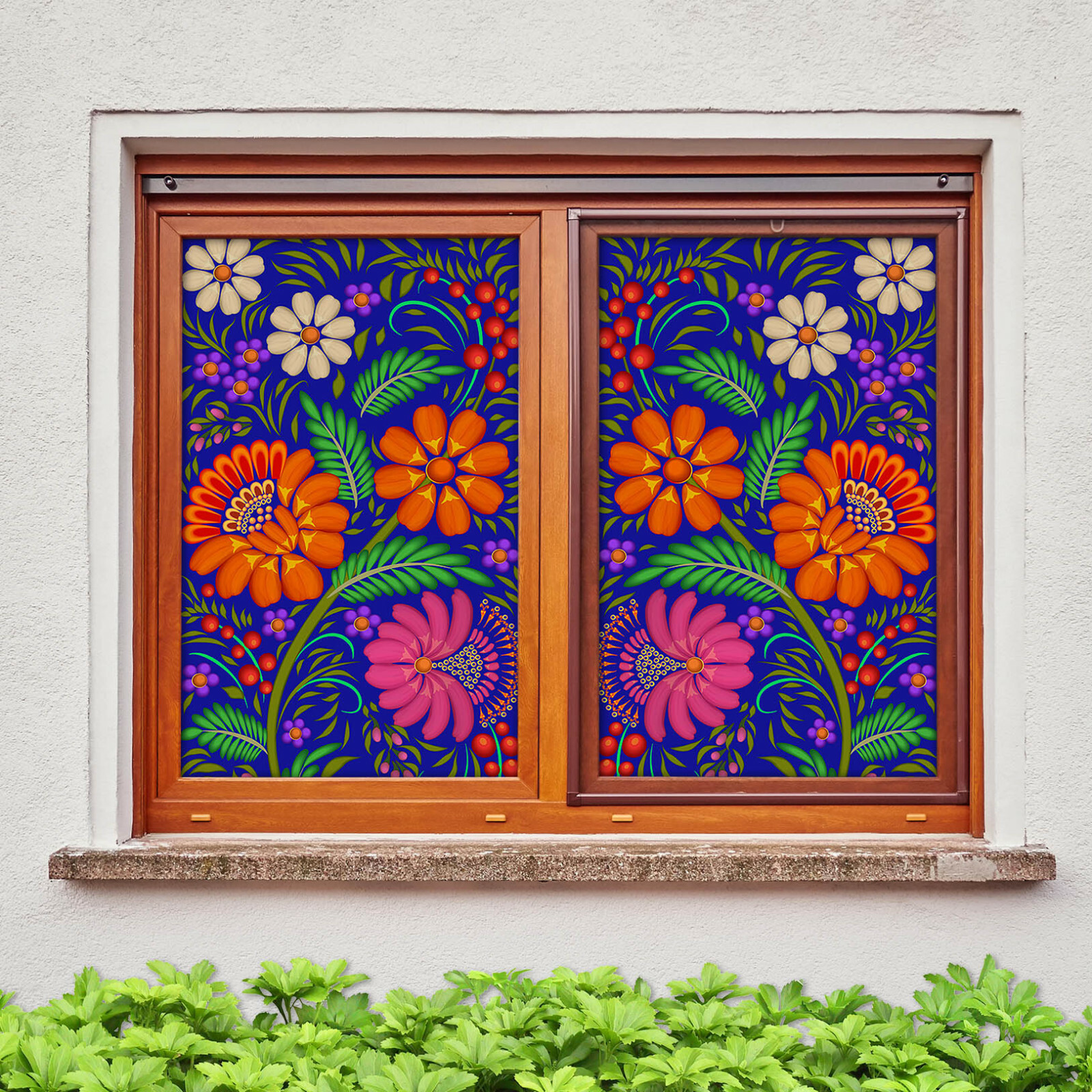3D Orange Flower ZHUA139 Window Film Print Sticker Cling Stained Glass UV