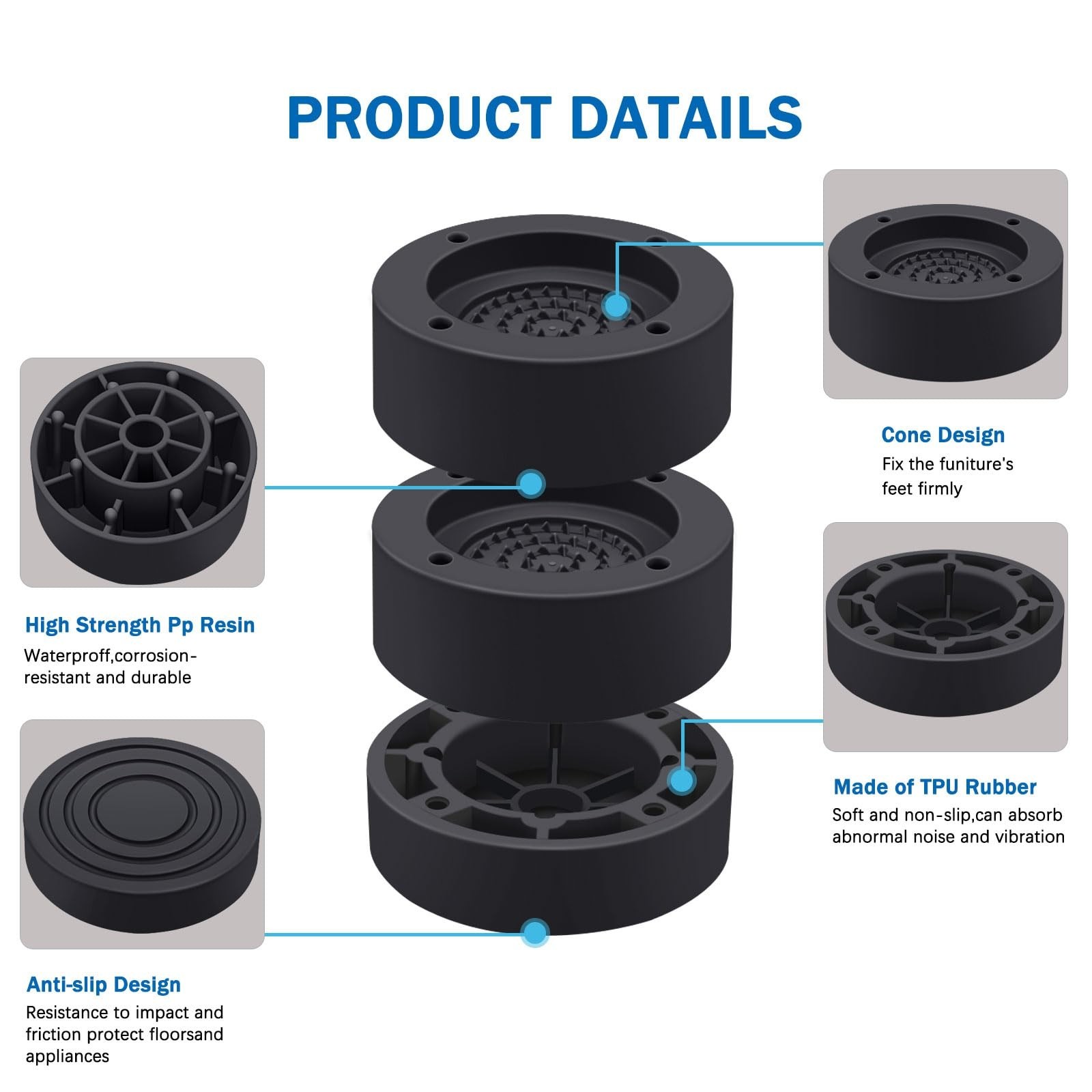 ANNKUT Furniture Risers 2 inch，Round Bed Risers Heavy Duty，Elevati