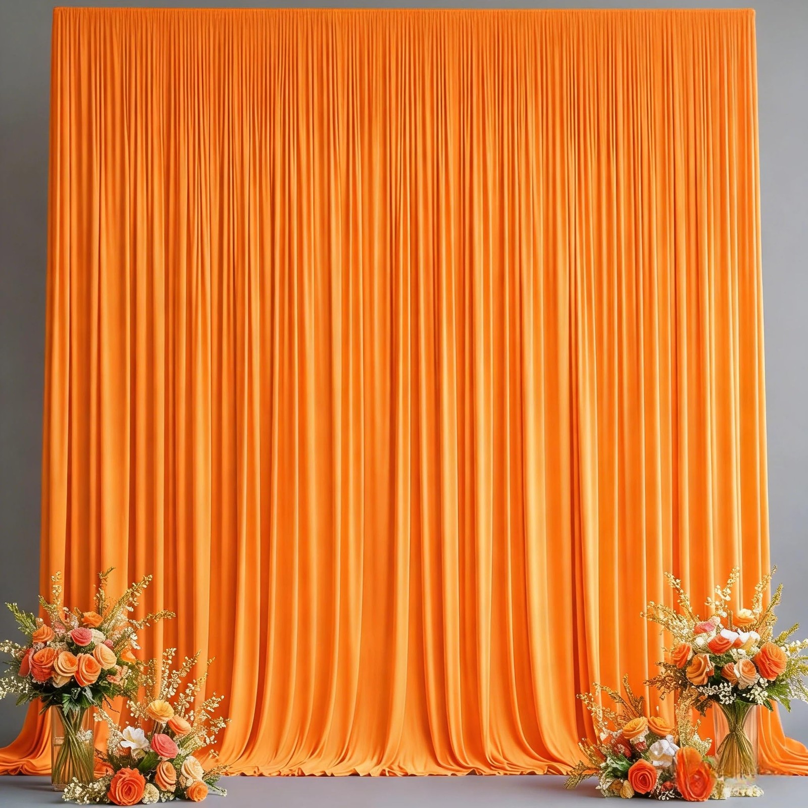40x10FT Backdrop Curtains with Rod Pockets – W5′ x H10′(8 panels), Orange