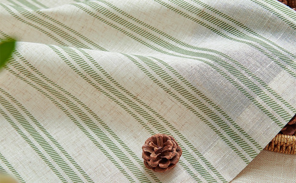 Striped Linen Kitchen Curtains 24 Inch Cafe Tier Curtains Balanced Stripe
