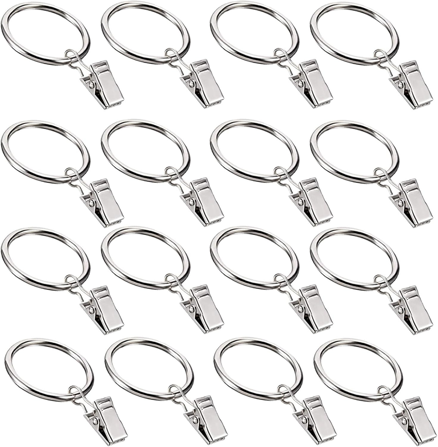 16 Pack Curtain Rings with Clips, Window Clip Rings Black Curtain Hooks Hangers