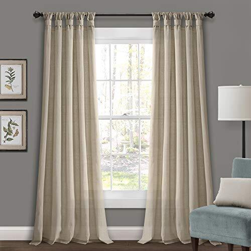 Burlap Knotted Tabtop Window Curtain Panel Pair 45″w X 84″l Dark L