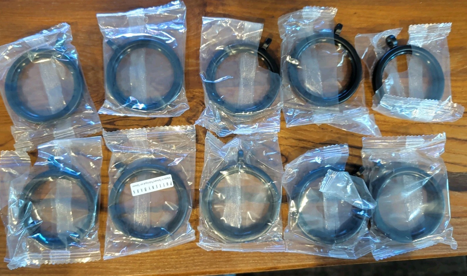 POTTERY BARN S/10 Slim Quiet-Glide Curtain Clip Rings-1.25″-Matte Black-OPEN BOX
