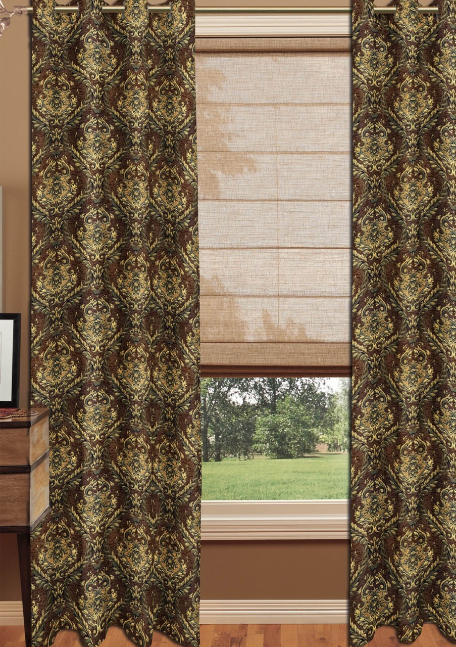 Chenille Drapery Panel – Brown- Rayon/Polyester- 60″ Inches W x 96″ H-J2