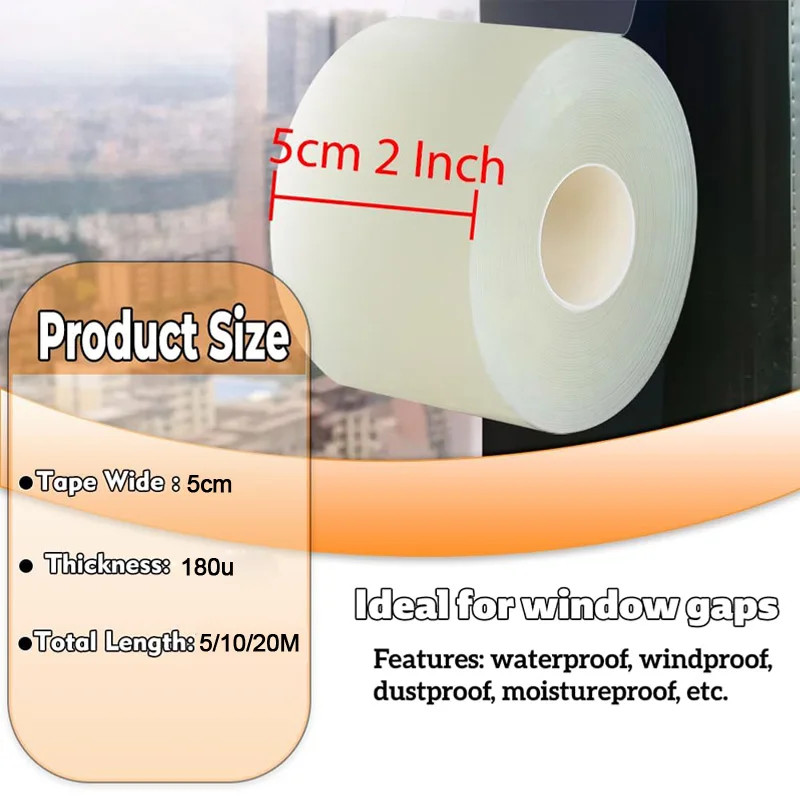 5/10/20M Transparent Window Weather Sealing Tape Clear Window Draft Isolation S