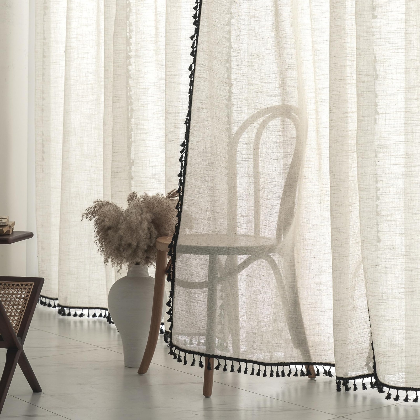 Short Curtains for Small Window Natural Linen Blended Farmhouse Curtains Coun…