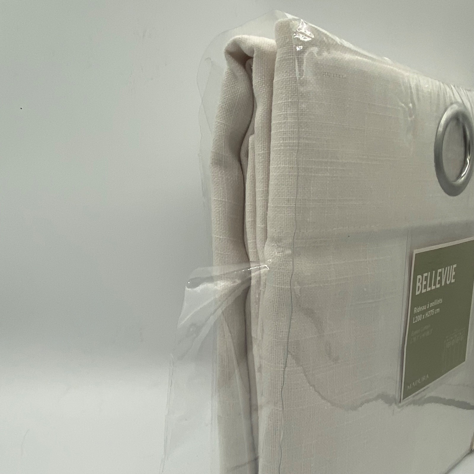 MADURA Bellevue Linen Blend Eyelet Curtain Off White 79 x 108 in 2 single Panels