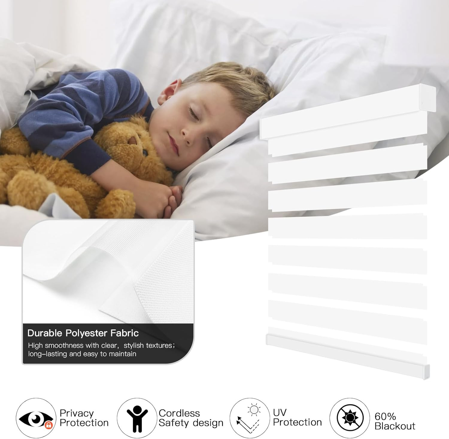 Smart Motorized Zebra Blinds with Remote, 60% Blackout, Alexa/Google Compatible