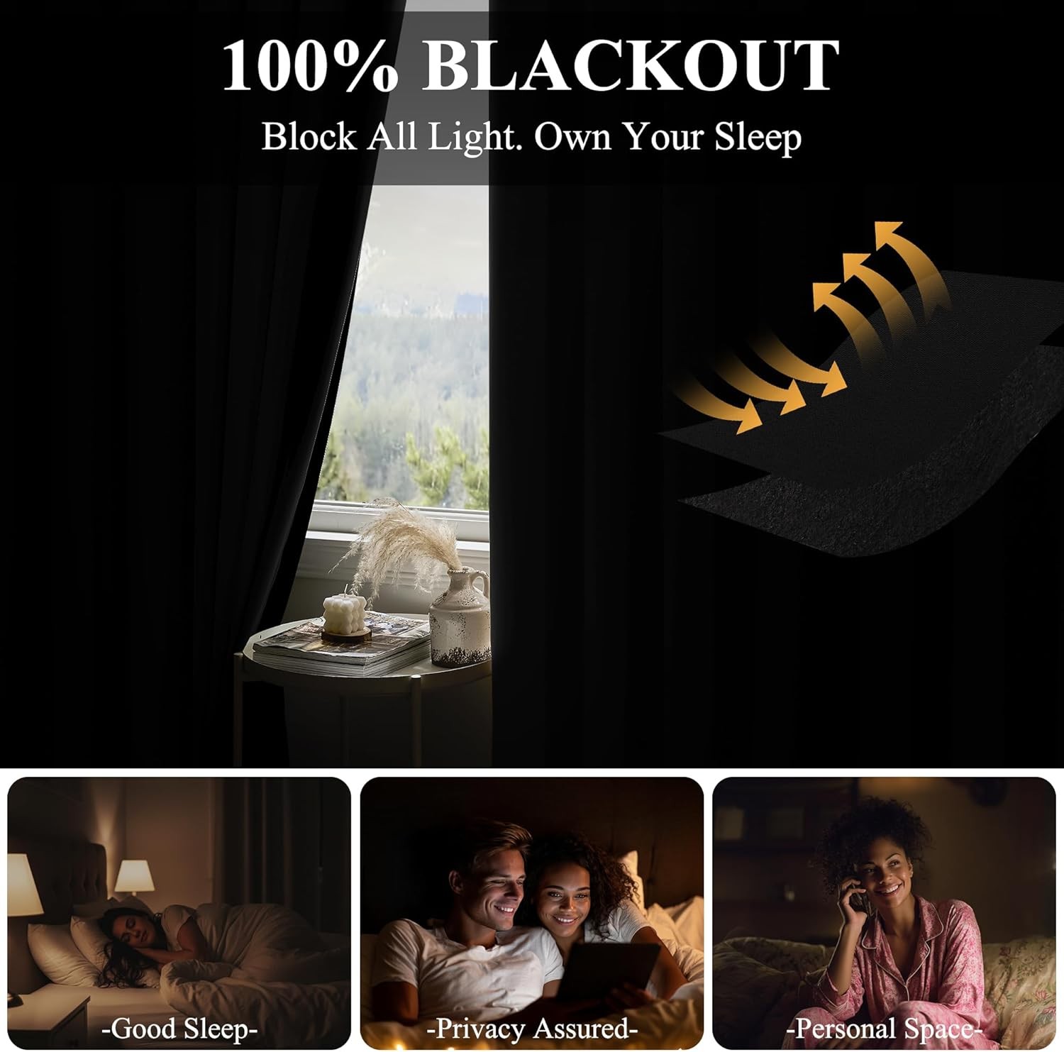 100% Blackout Room Divider Curtain Thermal Insulated&Privacy Assurd Extra Wide
