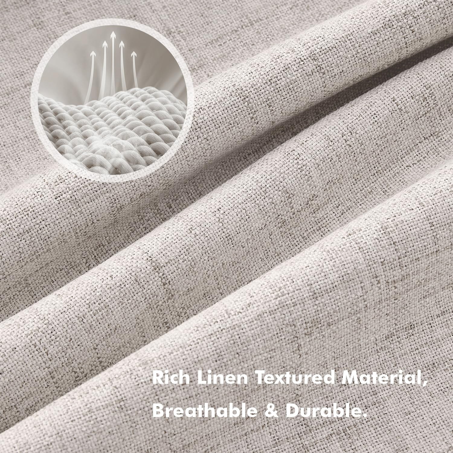 Miulee 100 Blackout Linen Curtains For Bedroom Ivory Solid Luxury Decor Thermal