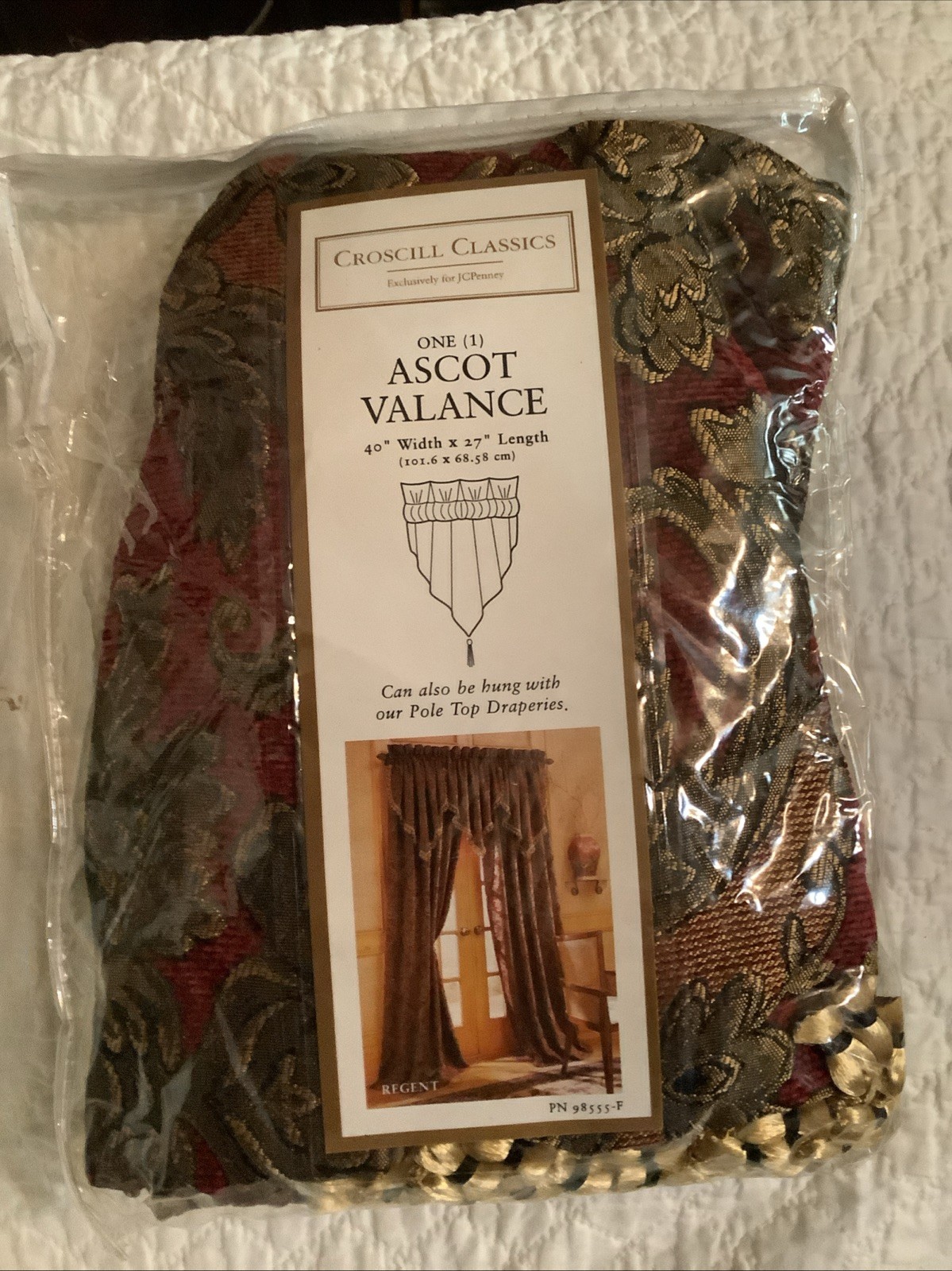 Croscill Red Regent Style # 9399 One ~1~ ASCOT VALANCE 40” W X 27” L