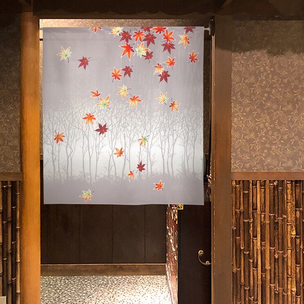 Noren Japanese door curtain 33.5×35.4 in polyester Autumn leaves winter branches