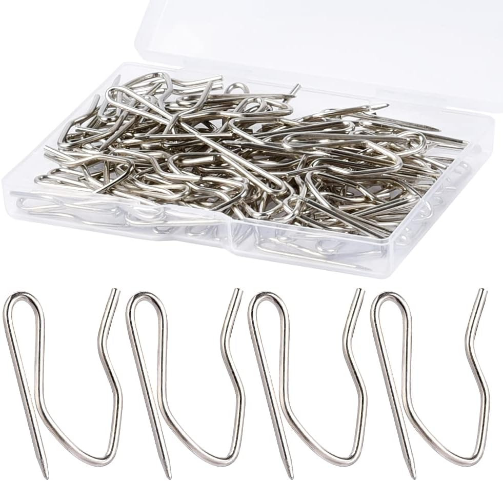 1.2 Inches Curtain Hooks, 58Pcs Metal Drapery Pin and Hook for Door Window Show