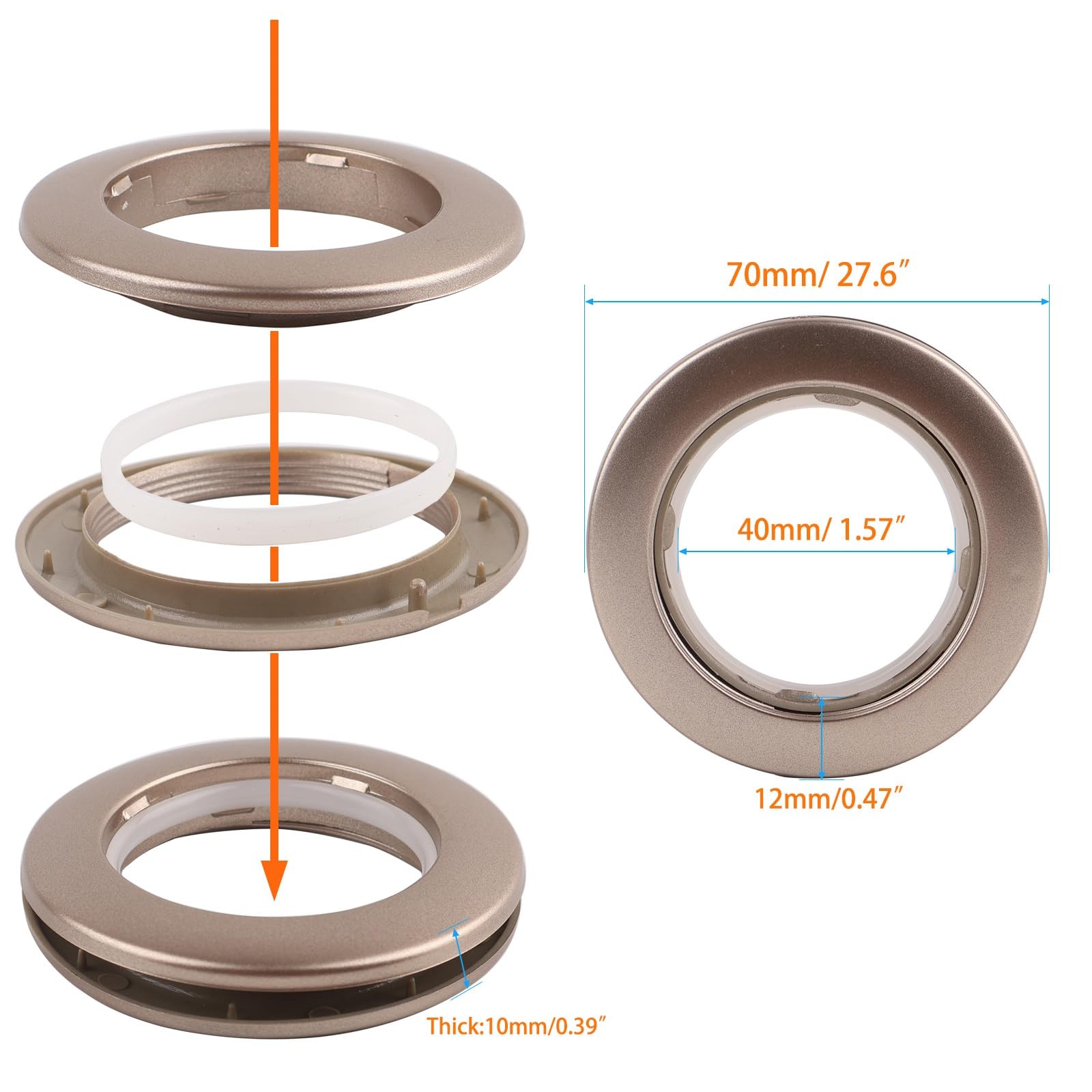 32 Pack Curtain Grommet, Inner Diameter 1-9/16″(40mm) Curtain Eyelet Rings Ro…