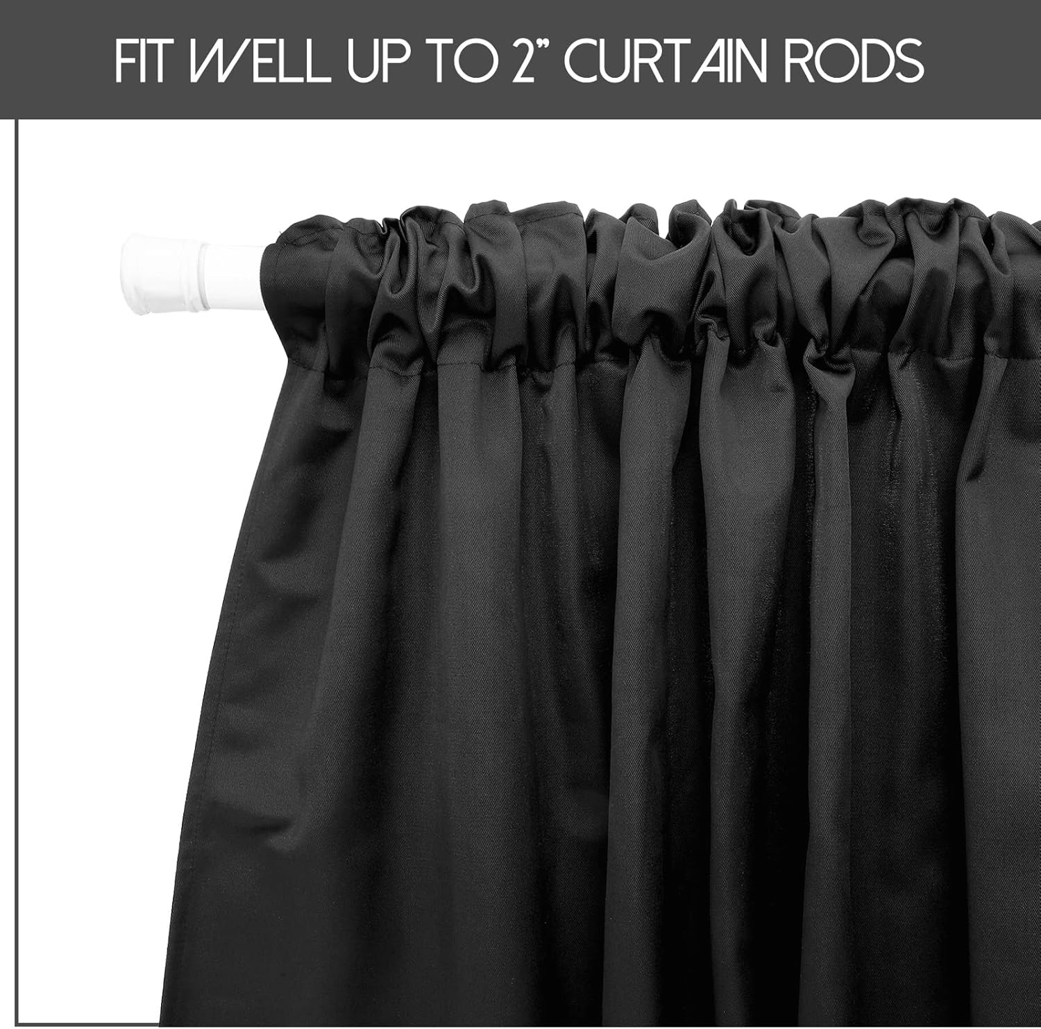 4 Pcs Black Valance Curtains Blackout Fabric for Windows Basement Curtains
