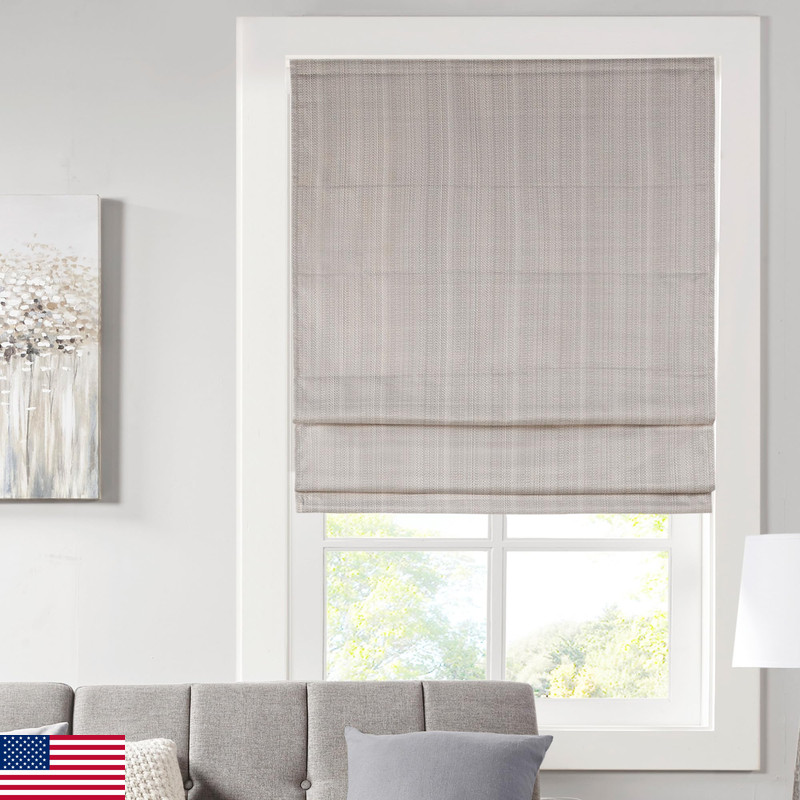 Madison Park Galen Cordless Roman Shade 39W X 64H Sheen Taupe Room Darkening