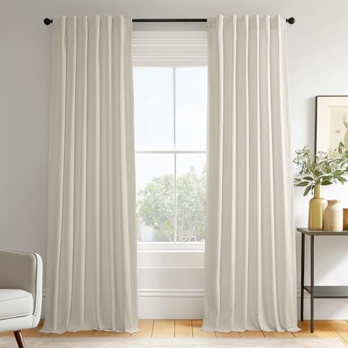 Ravello Burnout Velvet Curtains 84 Inches 50″W x 84″L (Pack of 1) Off-white