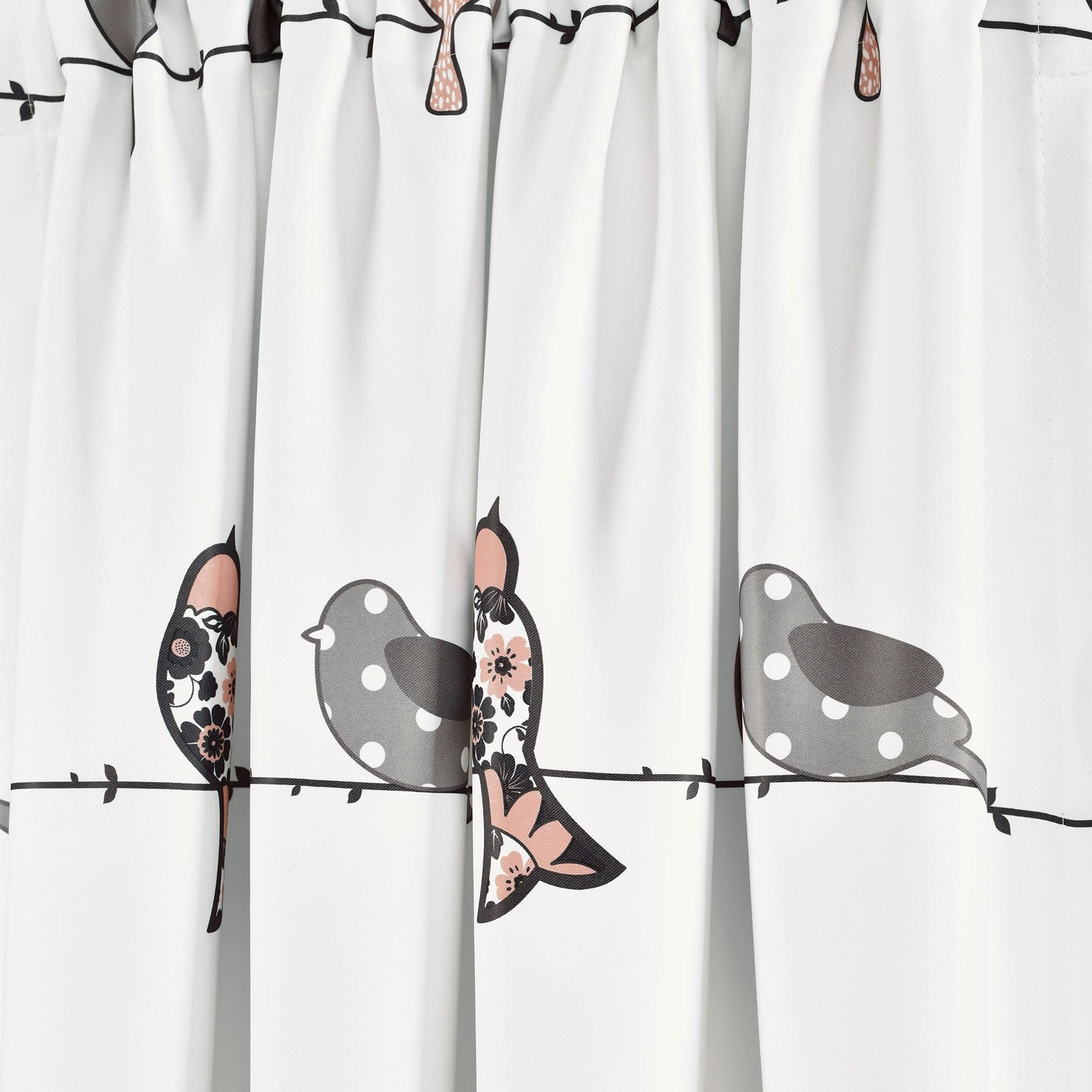 Bird Print Light Filtering Curtains 52″ x 84″ – Whimsical Floral Window Panels