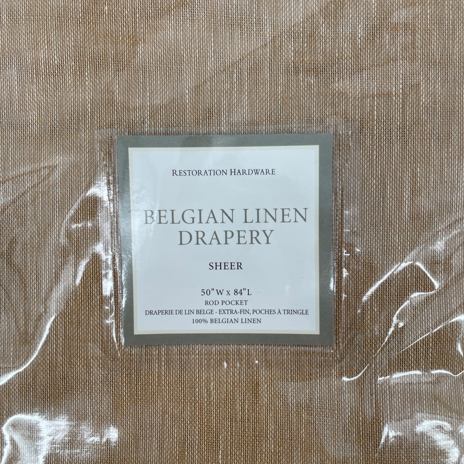Restoration Hardware 100% Belgian Linen 50×84 Drape sheer Rod Pckt curtain Maize