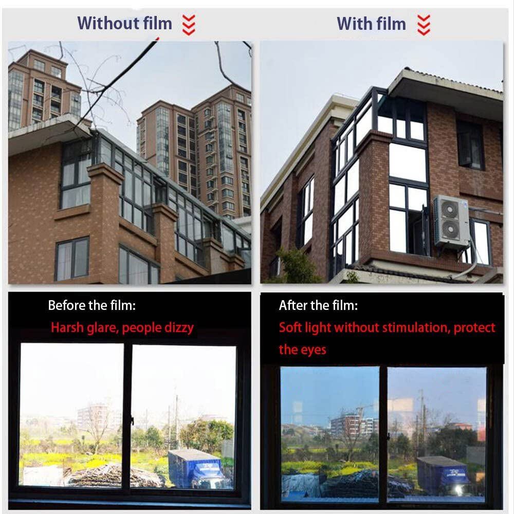 One Way Mirror Tint Window Film Privacy Protect Uv Reflective Sun Block For Home