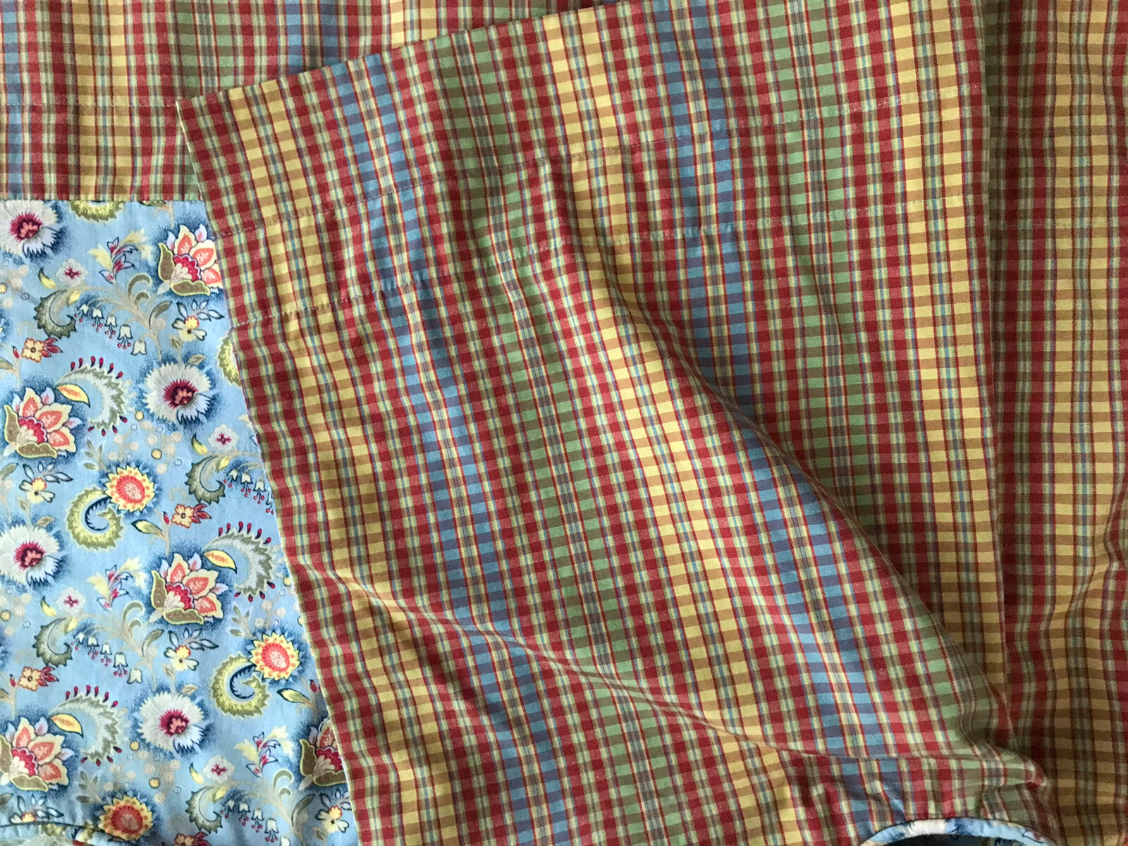 Window Valance Lined Long Quality Checked Mix 73” X 20.5” #b10