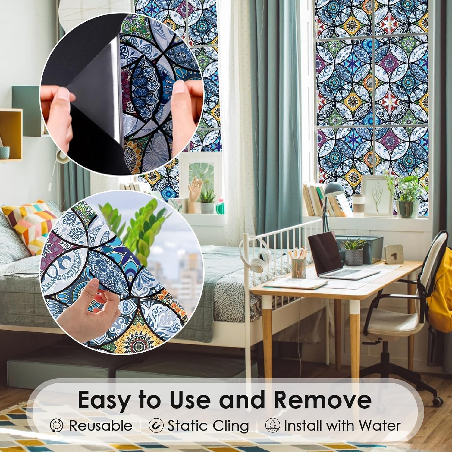 Static Cling Decorative Window Film with Installation Tools Non Adhesive Privacy
