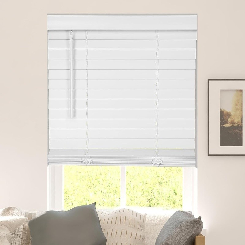 Cordless Faux Wood Blinds Indoor Windows PVC Window Shades Room Darkening New