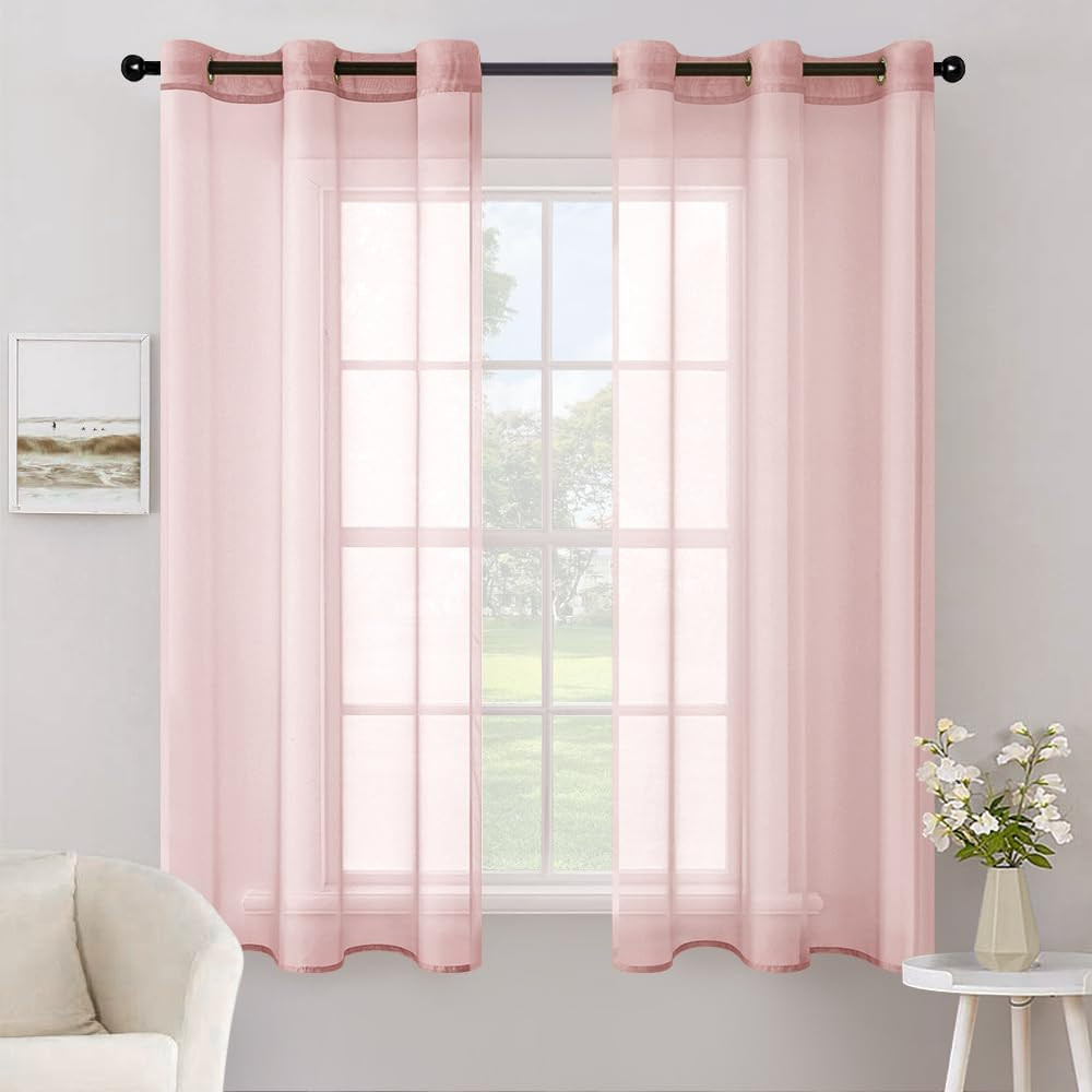 MIULEE Solid Color Sheer Curtains 63 Inches Long 2 Panels Set – Elegant Lightwei