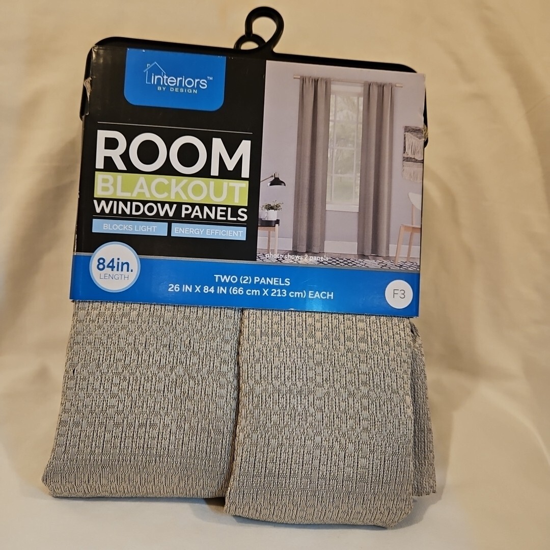 Interiors By Design Window Panels 2pc Value Set Gray  26”x84”each Blackout