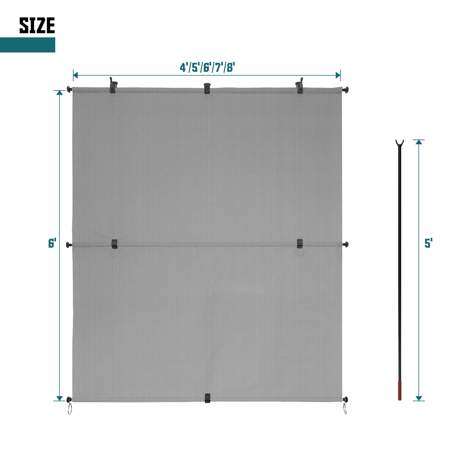Gray Foldable Roller Sunshade Cordless Curtain for Windows Patio Porch Gazebo