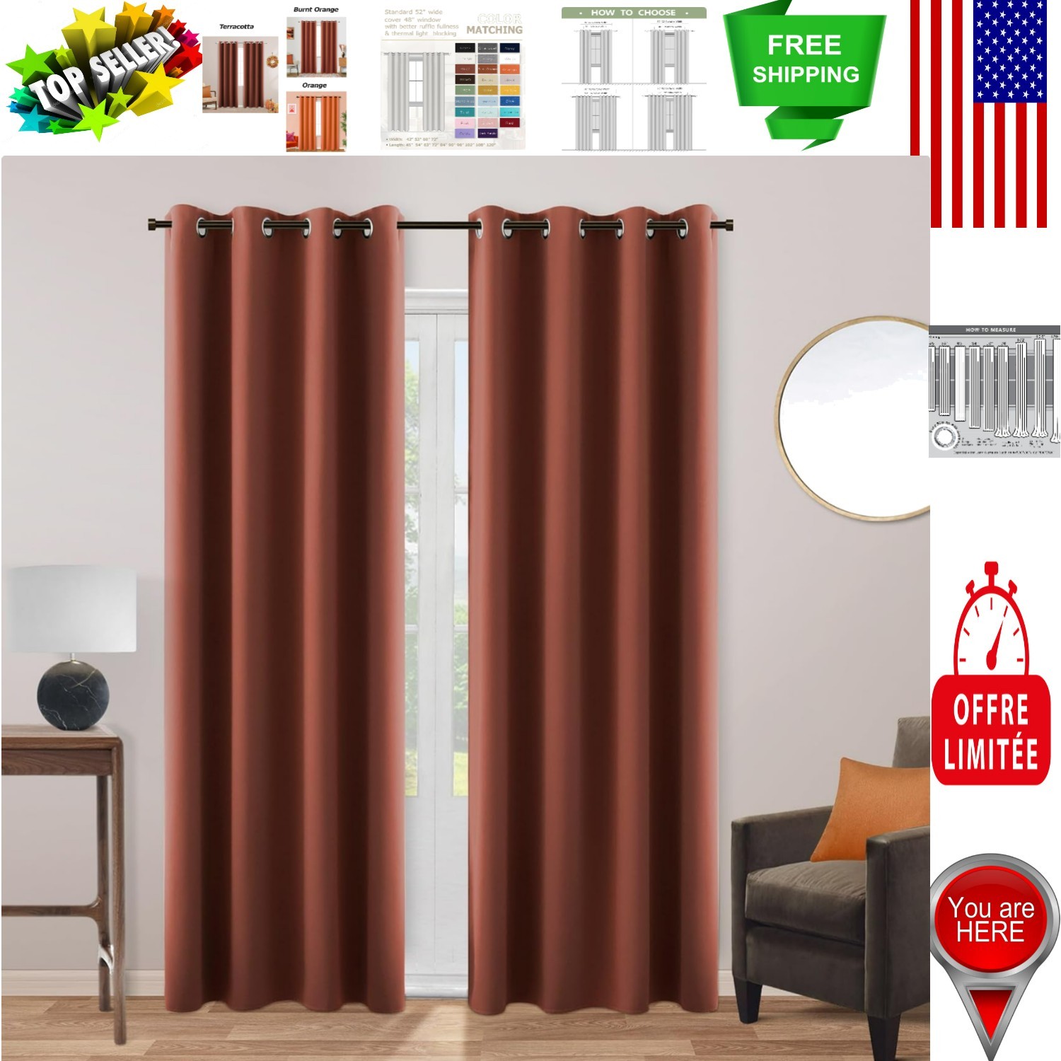 Rustic Bohemian Curtains 84″ Long – Durable Blackout Fabric for Summer & Winter