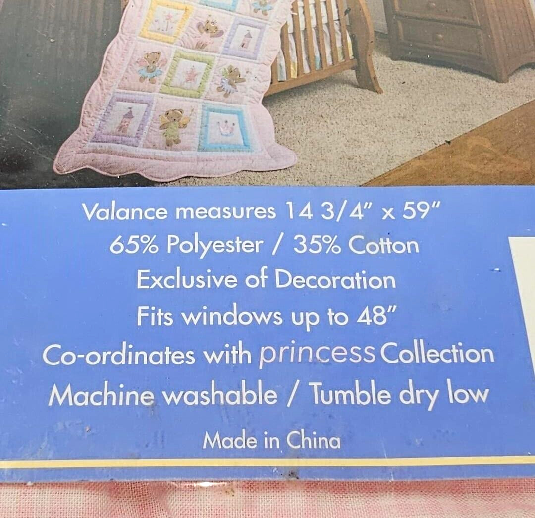 New Tiddliwinks Window Valance 59″ x 14 3/4″ Cotton Blend Pink Check Stars